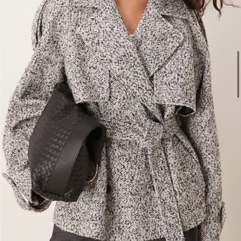 ASOS Black and White Tweed Trench Coat